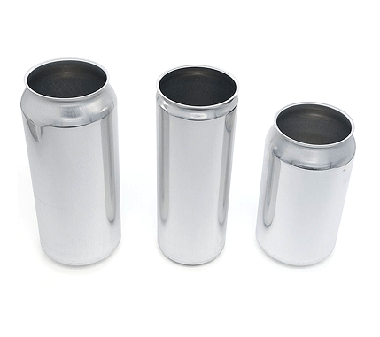 Three sizes of plain, unlabeled cans.